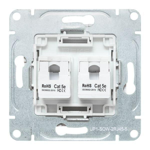 Розетка компьютерная 2-м СП Эпика RJ45 кат.5 механизм бел. EKF UP1-SOW-2RJ45-5 фото 4