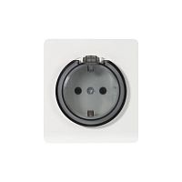 Розетка 1-м СП ROUND MIELE 16А с заземл. защ. шторки и крышкой перламутр Kranz KR-78-0702-1