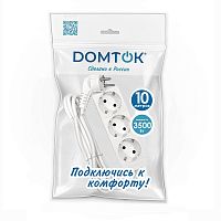 Удлинитель 3х10м с заземл. 16А IP20 3.5кВт ПВС 3х1 бел. DOMTOK 2390 Удлинитель 3х10м с заземл. 16А IP20 3.5кВт ПВС 3х1 бел. DOMTOK 2390
