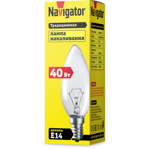 Лампа накаливания 94 303 NI-B-40-230-E14/CL (КНР) Navigator 94303 фото 2 Лампа накаливания 94 303 NI-B-40-230-E14/CL (КНР) Navigator 94303 фото 2