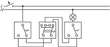 Переключатель проходной 1-кл. СП 10А IP20 250В механизм син. ABB 1012-0-1093