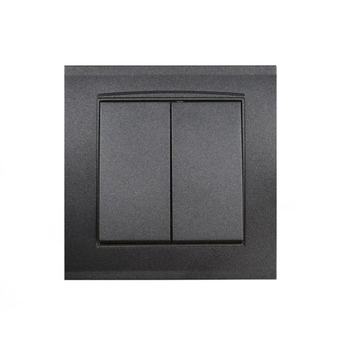 Выключатель 2-кл. СП Бриллиант 10А IP20 в сборе графит Universal 7947403-Gr