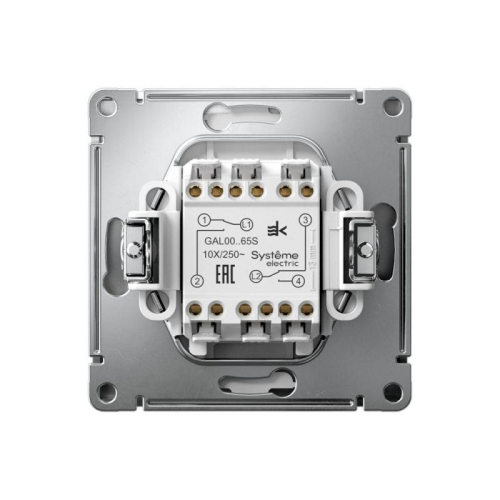 Переключатель 2-кл. ArtGallery 10AX быстрозажим. клем. механизм сталь SE GAL000965S фото 3