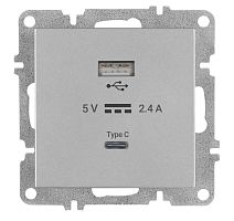 Розетка LAVIN/KAREN USB + TYPE-C механизм сер. ARVIA 50 03 2000 304