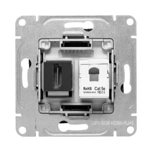 Розетка СП Эпика HDMI + RJ45 кат.5 механизм черн. EKF UP1-SOB-HDMI+RJ45 фото 7