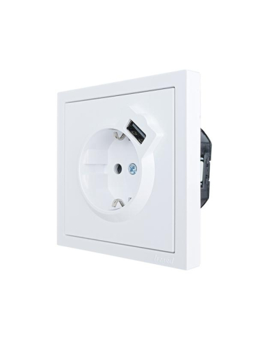 Розетка 1-мест. с/з+USB разъем ZIMA IP20 бел. LEZARD 704-0288-181 фото 2