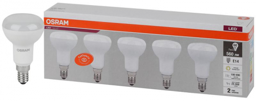 Лампа светодиодная LED Value LVR60 7SW/830 грибовидная матовая E14 230В 2х5 (уп.5шт) OSRAM 4058075583931 Лампа светодиодная LED Value LVR60 7SW/830 грибовидная матовая E14 230В 2х5 (уп.5шт) OSRAM 4058075583931