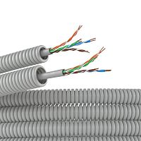 Электротруба ПВХ гибкая гофрированная d16мм с кабелем витая пара 5EU/UTP нг(А)-HF (уп.100м) сер. DKC 9EU916100