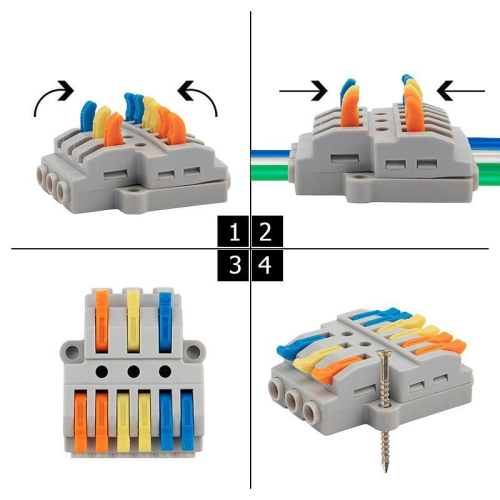Клемма строительно-монтажная СМК проходная разветвительная 3х2 3п с монтажной площадкой 1 ввод 2 вывода на полюс (уп.5шт) Rexant 07-5233-05 фото 5