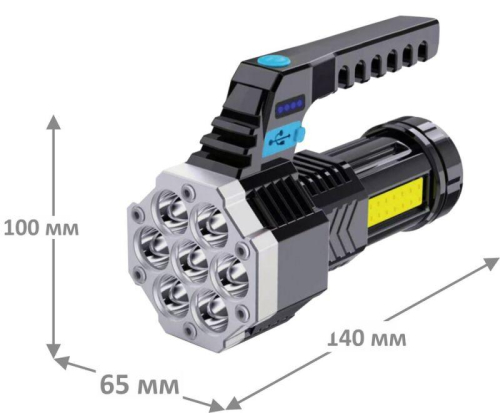 Фонарь аккумуляторный LED53404 4В 7LED+COB 3Вт 4 реж USB бокс черн. Ultraflash 15033 фото 2