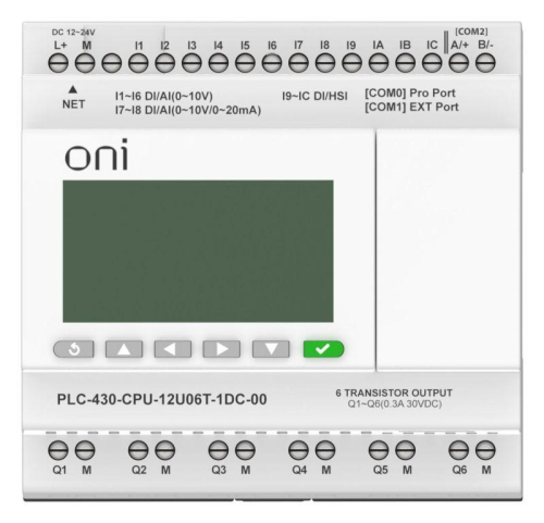Модуль ЦПУ ПЛК 430 4 DI 6 UI (0-10В/DI) 2 UI (0-10В/0-20мА/DI) 6 TO 24В DC с Ethernet портом с экраном ONI PLC-430-CPU-12U06T-1DC-00 фото 2