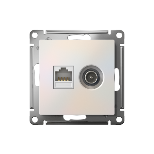 Розетка компьютерная + телевизионная 2-м СП AtlasDesign RJ45 кат.5E + TV механизм жемчуж. SE ATN000489 фото 2 Розетка компьютерная + телевизионная 2-м СП AtlasDesign RJ45 кат.5E + TV механизм жемчуж. SE ATN000489 фото 2