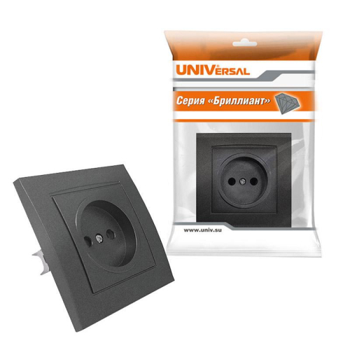 Розетка 1-м СП Бриллиант 16А IP20 без заземл. в сборе графит Universal 7947588-Gr фото 4 Розетка 1-м СП Бриллиант 16А IP20 без заземл. в сборе графит Universal 7947588-Gr фото 4