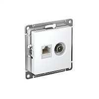 Розетка компьютерная + телевизионная 2-м СП AtlasDesign RJ45 кат.5E + TV механизм бел. SE ATN000189