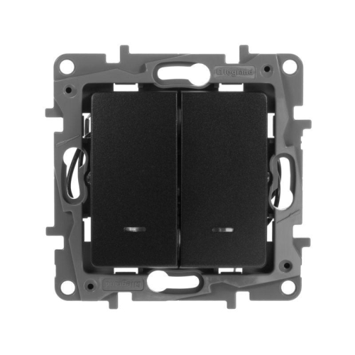 Выключатель 2-кл. СП Etika 10А IP20 250В 10AX с подсветкой/индикацией авт. зажимы механизм антрацит IEK 672604 фото 4