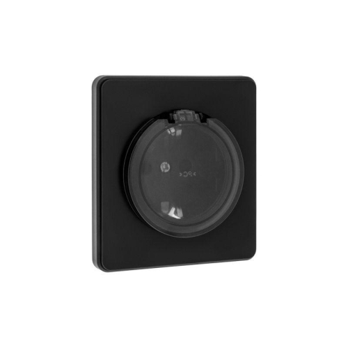 Розетка 1-м СП ROUND MIELE 16А с заземл. защ. шторки и крышкой оникс Kranz KR-78-0702-3 фото 5