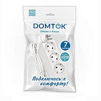 Удлинитель 3х7м с заземл. 16А IP20 3.5кВт ПВС 3х1 бел. DOMTOK 2393 Удлинитель 3х7м с заземл. 16А IP20 3.5кВт ПВС 3х1 бел. DOMTOK 2393