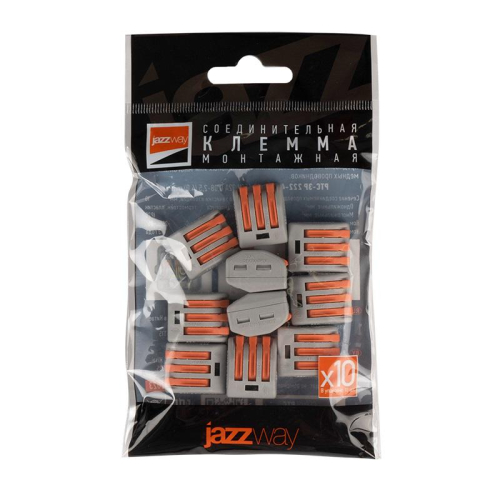 Клемма монтажная рычажного соединения PTC-3P 222-413 BL/10 450В 32А 0.08-2.5(4.0)кв.мм Jazzway 5050730 фото 4