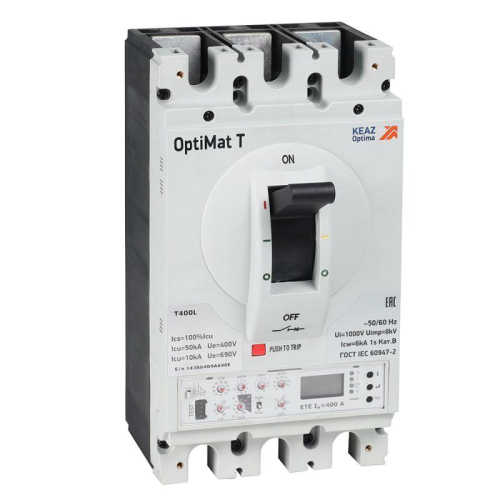 Выключатель автоматический OptiMat T400L ETE 400A 4P КЭАЗ 355931 Выключатель автоматический OptiMat T400L ETE 400A 4P КЭАЗ 355931