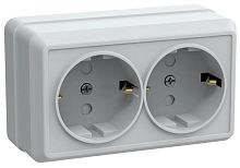 Розетка 2-м ОП Октава РСш22-3-ОБ 16А IP20 с заземл. защ. шторки бел. GENERICA ERO24-K01-16-DC