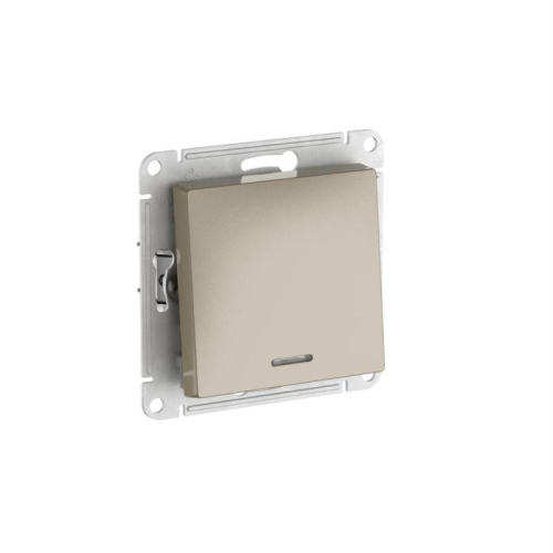 Переключатель 1-кл. AtlasDesign (сх. 6а) 10AX с подсветкой быстрозажим. клем. механизм шампань SE ATN000563S