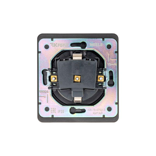 Розетка 1-м СП ROUND MIELE 16А с заземл. защ. шторки и крышкой оникс Kranz KR-78-0702-3 фото 3