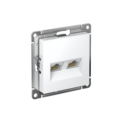 Розетка компьютерная 2-м AtlasDesign RJ45 кат.6A механизм бел. SE ATN000188