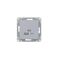 Розетка СП Эпика USB-A+С механизм алюм. EKF UP1-SOA-USBA+USBC