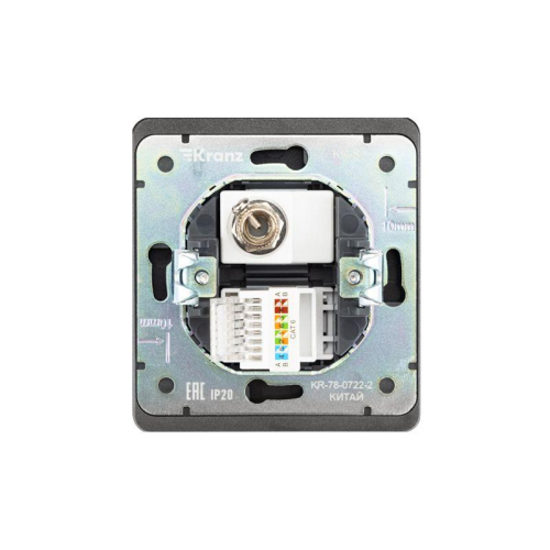 Розетка компьютерная + телевизионная СП ROUND MIELE RJ45 кат6 + TV титан Kranz KR-78-0722-2 фото 3