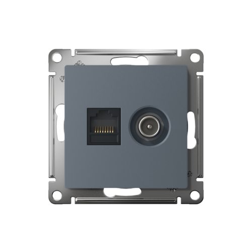 Розетка компьютерная + телевизионная 2-м СП AtlasDesign RJ45 кат.5E + TV механизм грифель SE ATN000789 фото 2