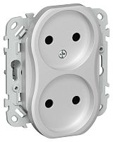 Розетка 2-м СП FLITE РС02-1-ФлА 10А без заземл. без защ. шторок безвинтовое крепление механизм алюм. IEK FI-R20-10-1-K47