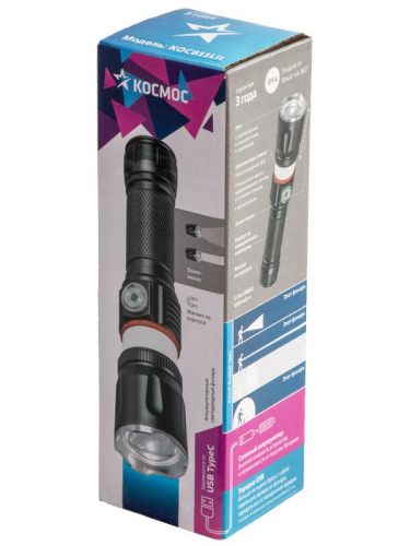 Фонарь ручной аккум. 4Вт T6LED/Li-ion18650 1200мА.ч алюм. КОСМОС (KOC811Lit) фото 3 Фонарь ручной аккум. 4Вт T6LED/Li-ion18650 1200мА.ч алюм. КОСМОС (KOC811Lit) фото 3