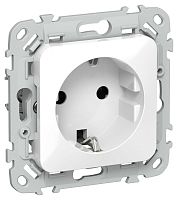 Розетка СП FLITE РС11-1-ФлБ 16А с заземл. без защ. шторок безвинтовое крепление механизм бел. IEK FI-R11-16-1-K01