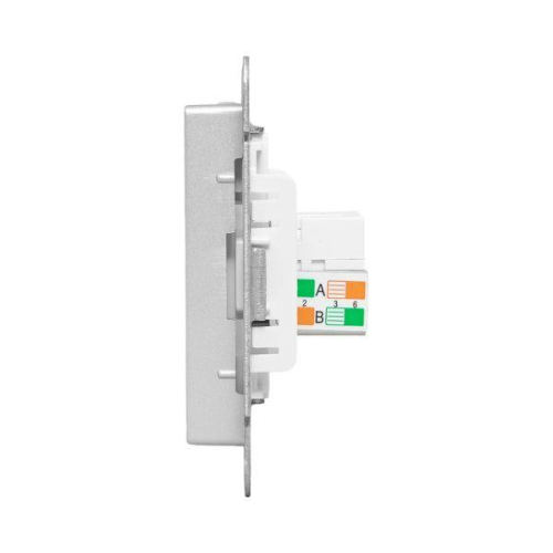 Розетка компьютерная 2-м СП Эпика RJ45 кат.5 механизм алюм. EKF UP1-SOA-2RJ45-5 фото 5