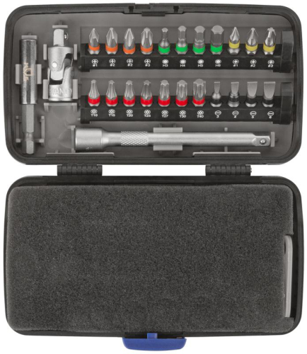 Мини-набор инструмента (биты; головки; вороток; удлинитель) 38шт пластиковый кейс MOS 65000М фото 8