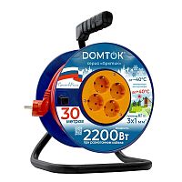 Удлинитель на катушке 4х30м с заземл. 10А IP20 2.2кВт КГ 3х1 АРКТИК DOMTOK 2579 Удлинитель на катушке 4х30м с заземл. 10А IP20 2.2кВт КГ 3х1 АРКТИК DOMTOK 2579