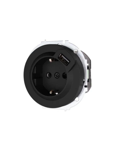 Розетка 1-м СП OSEN с заземл. + USB разъем механизм черн. бархат LEZARD 743-4288-181 фото 2