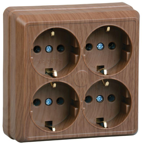 Розетка 4-м ОП Октава РС24-3-ОД 16А IP20 с заземл. дуб GENERICA ERO41-K04-16-DC Розетка 4-м ОП Октава РС24-3-ОД 16А IP20 с заземл. дуб GENERICA ERO41-K04-16-DC