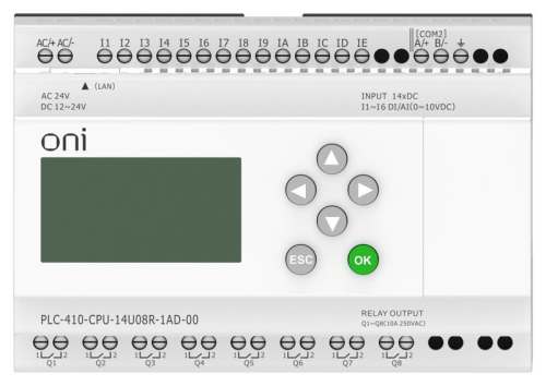 Модуль ЦПУ ПЛК 410 8 DI 6 UI (0-10В/DI) 8 RO 12В-24В DC или 24В AC с Ethernet портом с экраном ONI PLC-410-CPU-14U08R-1AD-00 фото 7 Модуль ЦПУ ПЛК 410 8 DI 6 UI (0-10В/DI) 8 RO 12В-24В DC или 24В AC с Ethernet портом с экраном ONI PLC-410-CPU-14U08R-1AD-00 фото 7