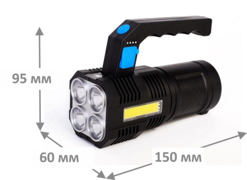 Фонарь аккумуляторный LED53766 4В 4LED+COB 3Вт 4 режима USB бокс черн. Ultraflash 15017 фото 3