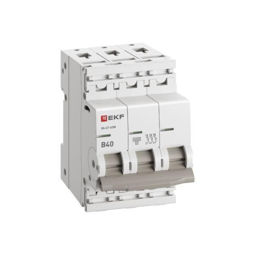 Выключатель автоматический модульный 3п B 40А 6кА ВА 47-63N PROxima EKF M636340B фото 2