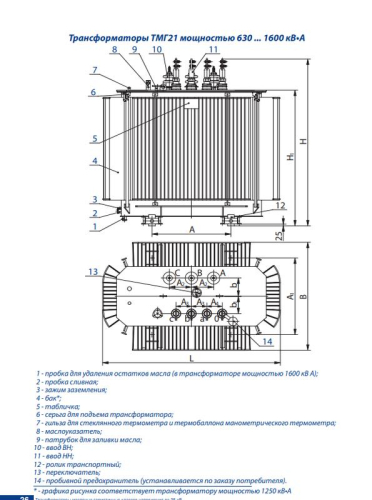 Трансформатор ТМГ21 630/10/0.4 Д/Ун-11 УХЛ1 Минский ЭТЗ фото 2
