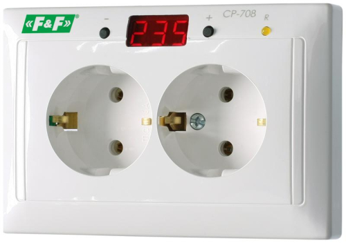 Реле напряжения CP-708 (однофазный; микропроцессорный; цифровая индикация напряжения; розеточный тип корпуса; для установки в монтажную коробку d60мм 150-300В 10А 1Z IP20) F&F EA04.009.008 Реле напряжения CP-708 (однофазный; микропроцессорный; цифровая индикация напряжения; розеточный тип корпуса; для установки в монтажную коробку d60мм 150-300В 10А 1Z IP20) F&F EA04.009.008