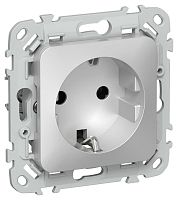 Розетка СП FLITE РС11-1-ФлА 16А с заземл. без защ. шторок безвинтовое крепление механизм алюм. IEK FI-R11-16-1-K47
