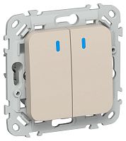 Выключатель 2-кл. СП FLITE ВС12-1-1-ФлЛ 10А с индикацией механизм льняной IEK FI-V20-1-10-1-K88