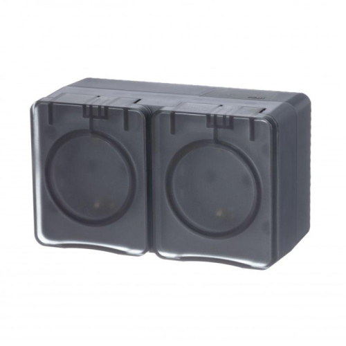 Розетка 2-м ОП AtlasDesign PROFI 16А IP54 заземл. защ. шторки антрацит SE ATN544026 Розетка 2-м ОП AtlasDesign PROFI 16А IP54 заземл. защ. шторки антрацит SE ATN544026