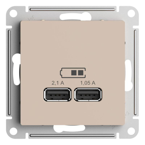 Розетка USB AtlasDesign тип A+A 5В/2.1А 2х5В/1.05А механизм песочн. SE ATN001233 фото 2