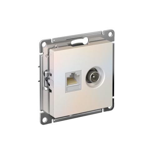 Розетка компьютерная + телевизионная 2-м СП AtlasDesign RJ45 кат.5E + TV механизм жемчуж. SE ATN000489 Розетка компьютерная + телевизионная 2-м СП AtlasDesign RJ45 кат.5E + TV механизм жемчуж. SE ATN000489