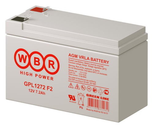 Аккумулятор 12В 7.2А.ч WBR GPL1272 F2 WBR фото 5