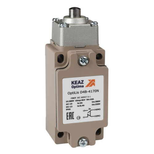 Выключатель концевой OptiLiS D4B-4170N толкатель метал. EN 50041 XCKJ161H29 КЭАЗ 365332 Выключатель концевой OptiLiS D4B-4170N толкатель метал. EN 50041 XCKJ161H29 КЭАЗ 365332